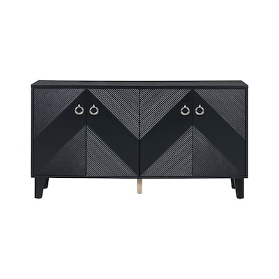 60" Buffet Cabinet Accent Sideboard wiith Adjustable Shelf, Black
