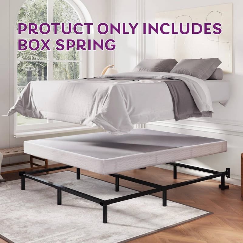 Black Metal Low Profile Box Spring Mattress Foundation with Cover