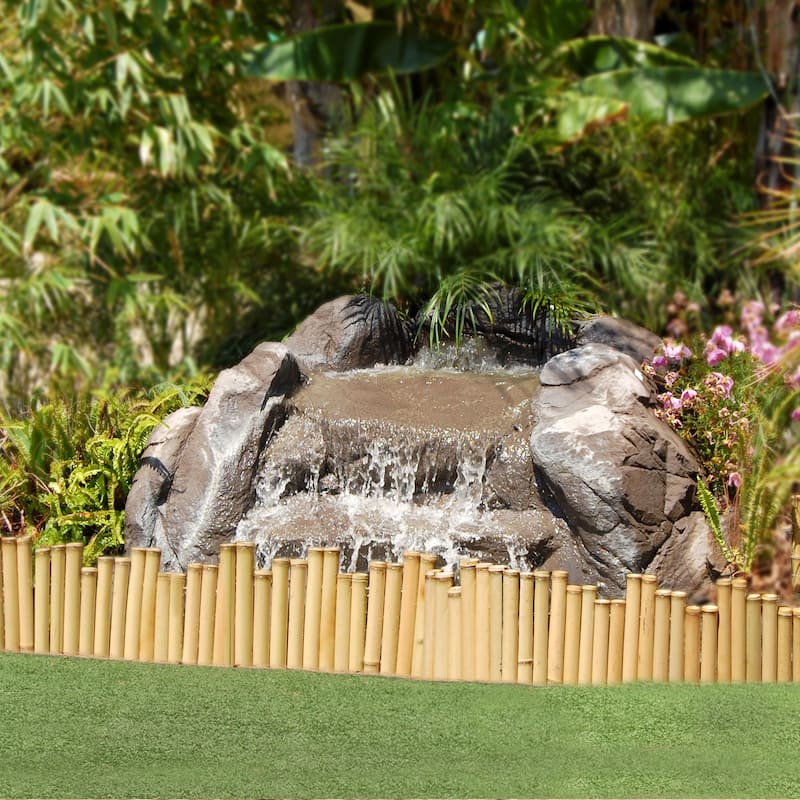 Natural Bamboo Garden Border Landscape Edging 23" L x 8" H (12-Pack)