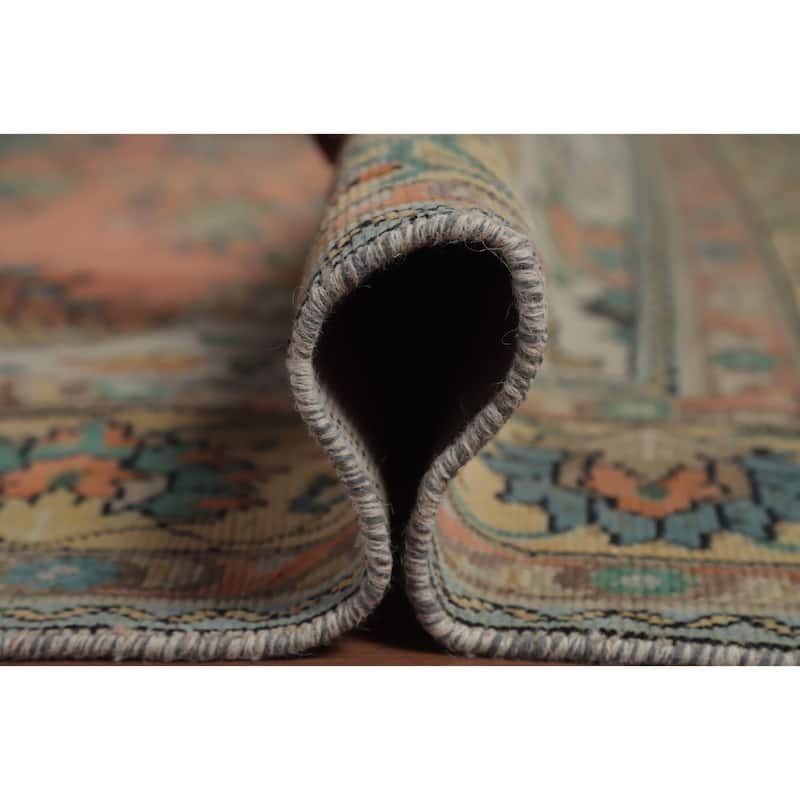 Hand Knotted Oriental 100% Wool Carpet Traditional Geometric Coral Tabriz Area Rug - 12' 7'' X 9' 7''