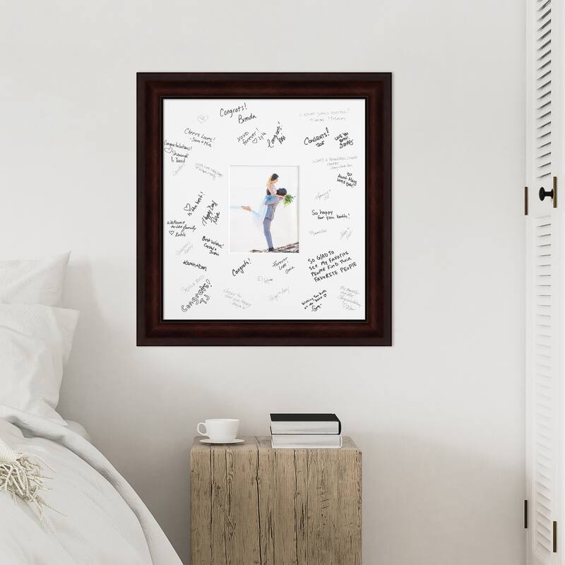 Coffee Signature Mat Picture Frame - Autograph Photo Frame Guest Book Alternative for Weddings, Graduations, or Retirement