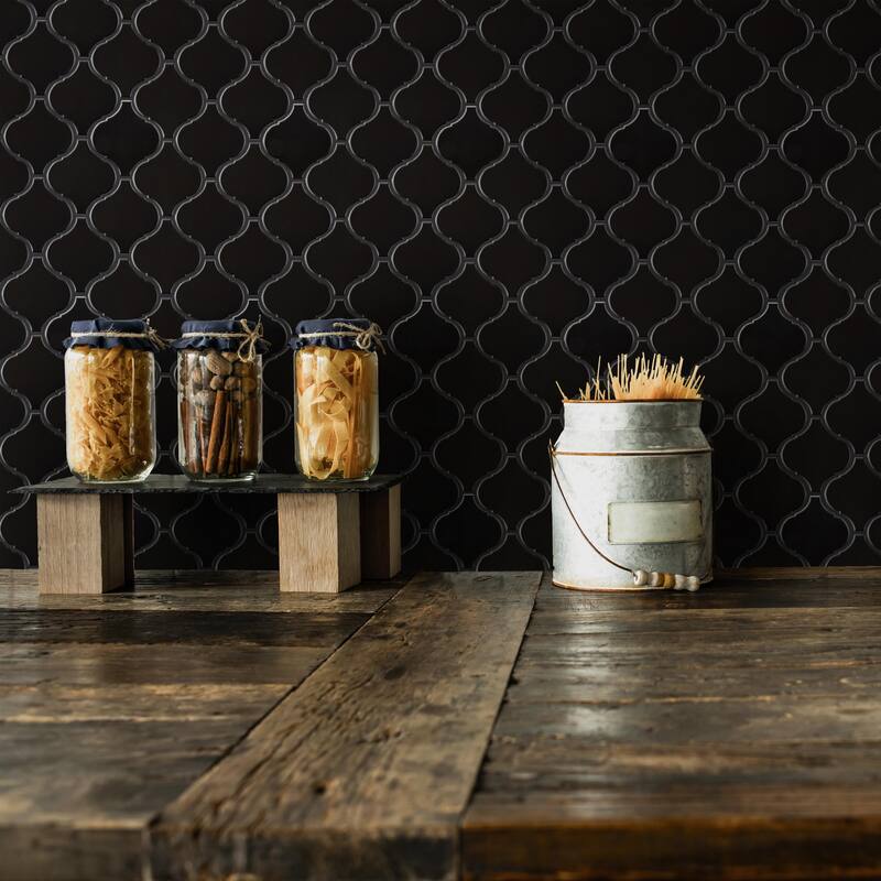 Merola Tile Metro Lantern Matte Black 9-1/2" x 10-3/4" Porcelain Mosaic Floor and Wall Tile