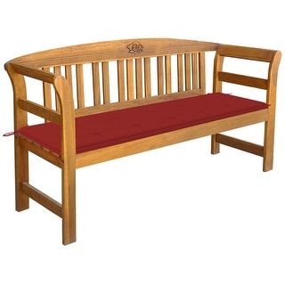 vidaXL Patio Bench with Cushion 61.8" Solid Acacia Wood - 61.8" x 17.7" x 32.5"