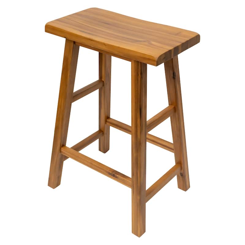 Azalea Park Set of 2 Counter Height All Wood Saddle Stools - 16.5 W x 12.6 D x 24 H"