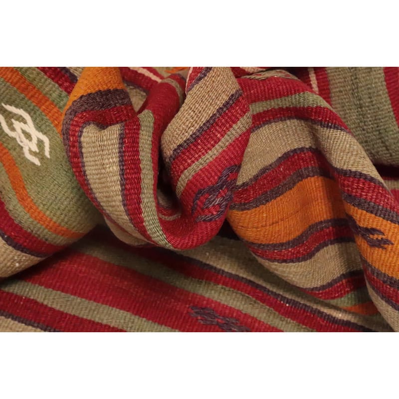Hand Woven Oriental 100% Wool Carpet Southwestern Tribal Multi-Colored Kilim Area Rug - 8' 2'' X 4' 9''
