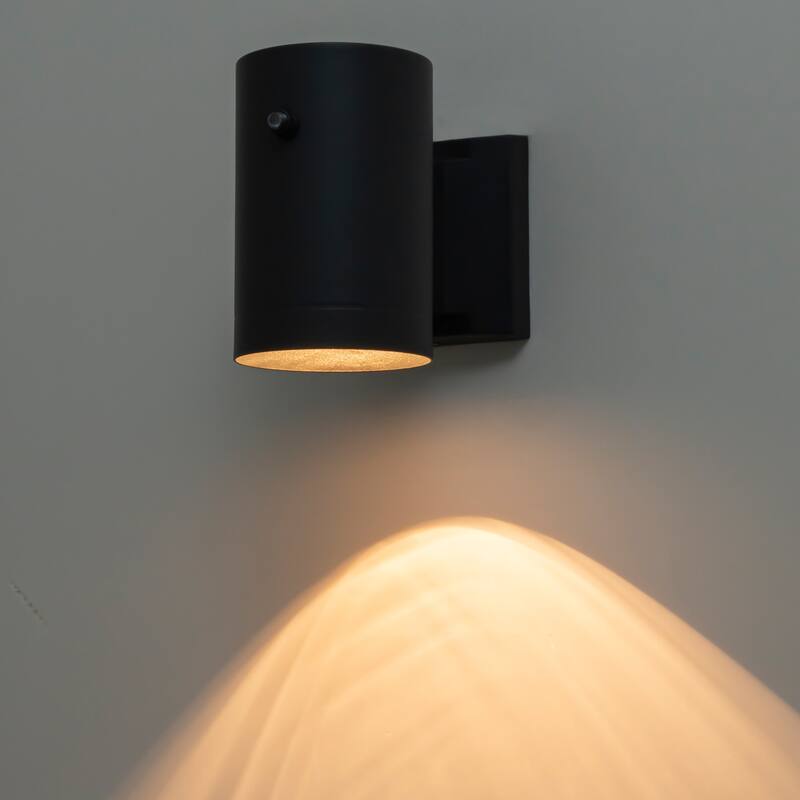 C Cattleya 2 Pack Black Dusk to Dawn Cylinder Outdoor Wall Sconce