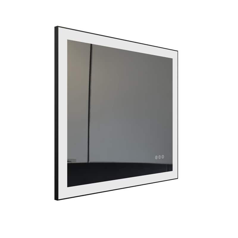 LED Black Aluminum Framed Bathroom Mirror Vanity Mirror for wall, dimmable - 20x28