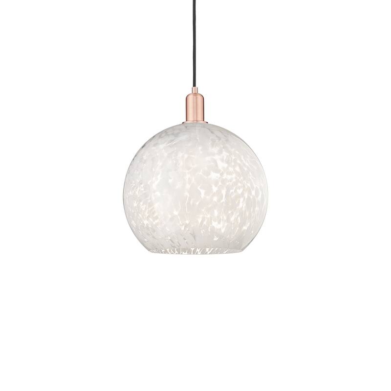 Innovations Lighting 716-1P-18-14 White Mouchette Pendant White - Antique Copper / White Mouchette