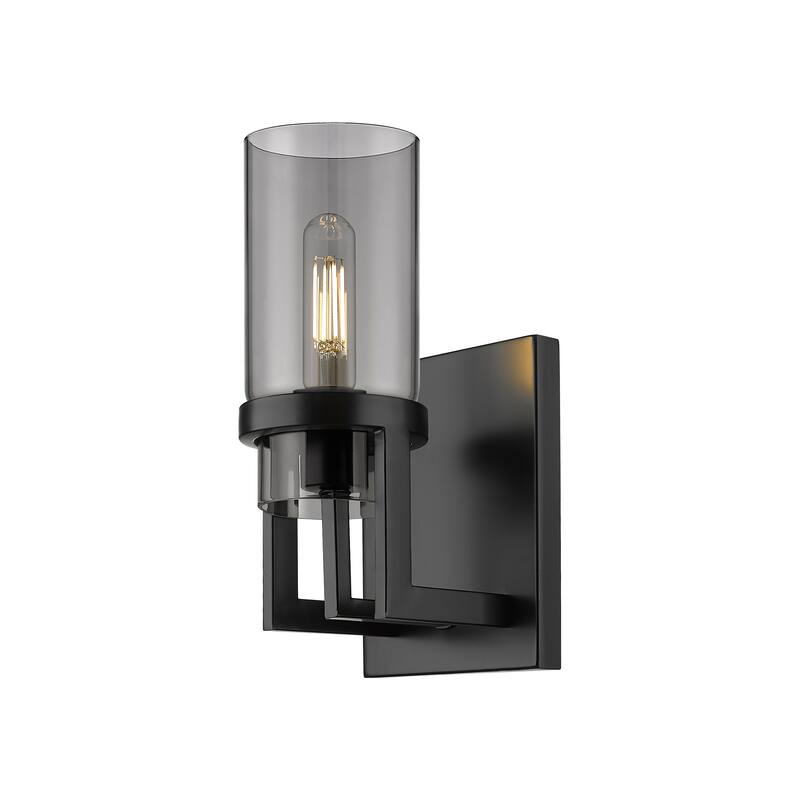Innovations Lighting Utopia - 1 Light 8" Wall-Mounted Sconce - Matte Black/Plated Smoke