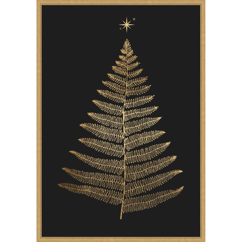 Shining Bright At Christmas Night by Eins Kubistika (23 x 33 in.), Framed Canvas Wall Art Print - Sylvie Bright Gold