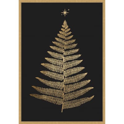 Shining Bright At Christmas Night by Eins Kubistika (23 x 33 in.), Framed Canvas Wall Art Print - Sylvie Bright Gold