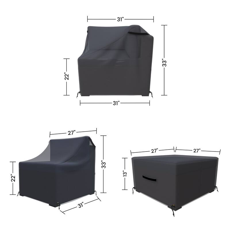 Bhairavi Outdoor Conversation Patio Furniture Cover 7-Piece - 33 x 30 x 29