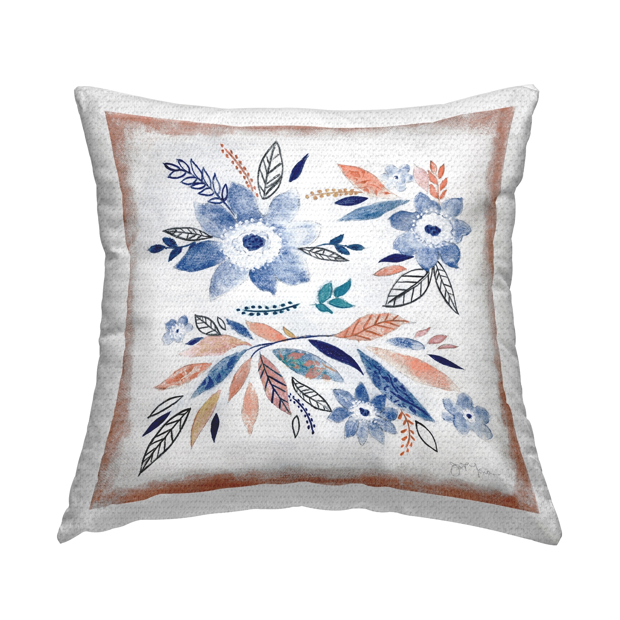 Stupell Cottage Floral Leaf Pattern Printed Outdoor Throw Pillow Design by Janet Tava