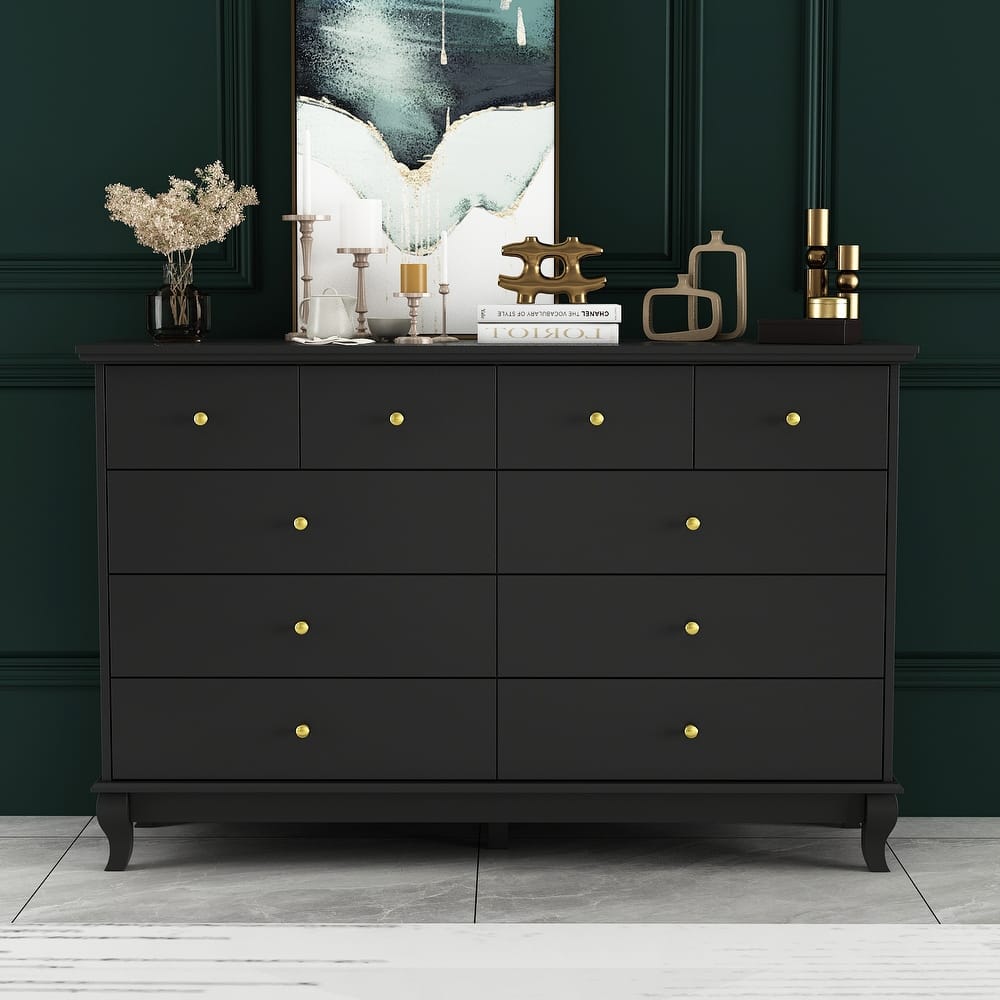 55.1" Wide Double Bedroom Dresser with Storage Drawers