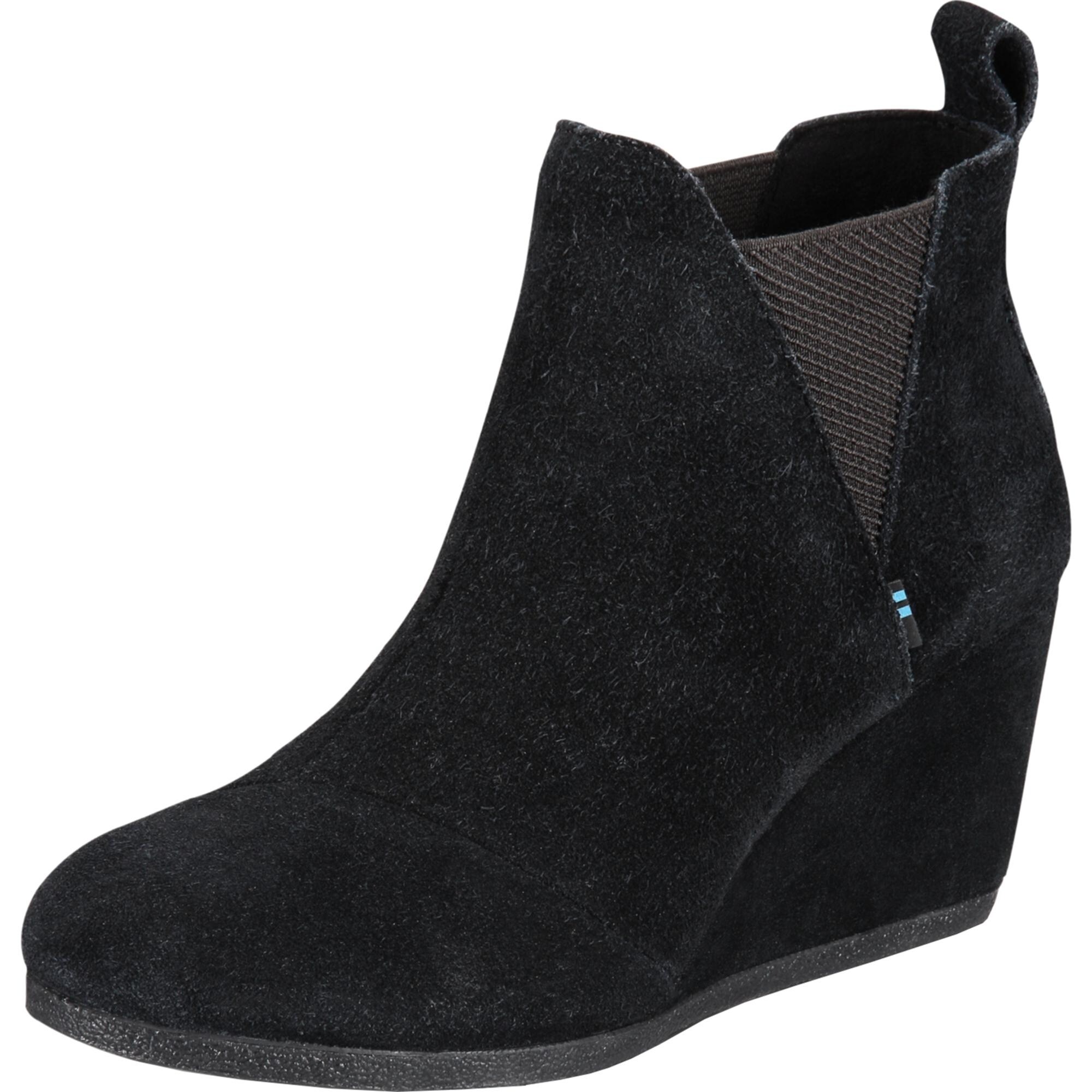 black suede toms wedges