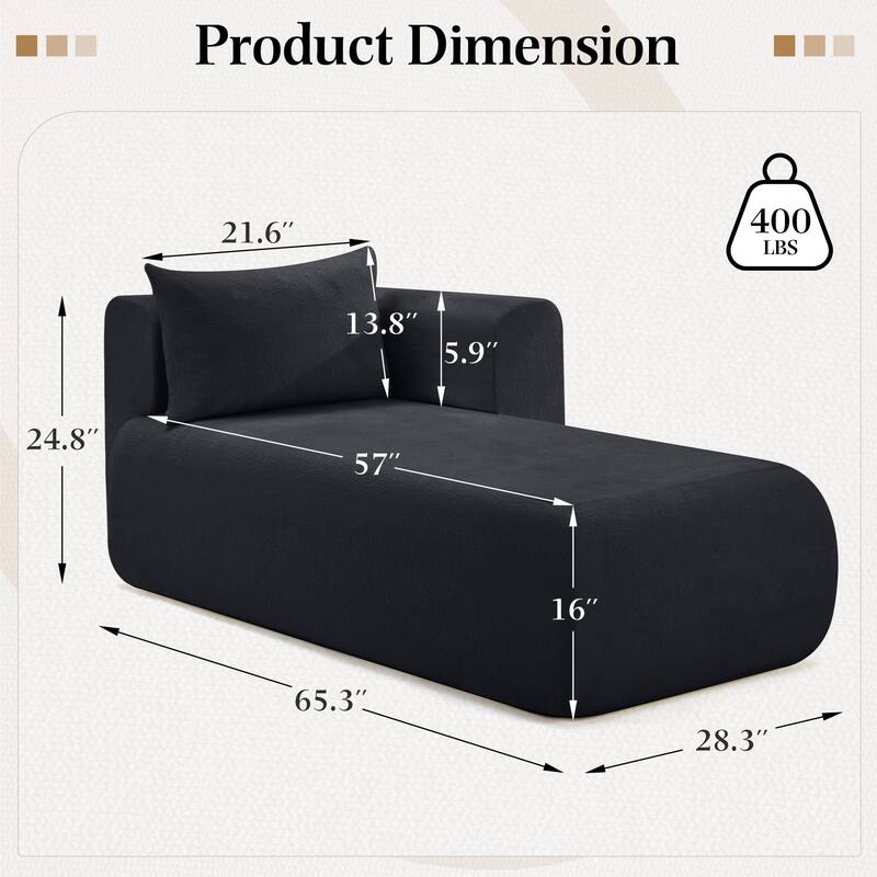 Bezseller Modern Chaise Lounge - Upholstered Sofa with Pillows for Bedroom & Living Room