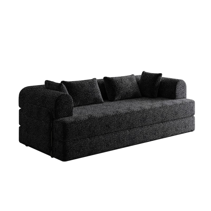78.7-Inch Convertible Sleeper Sofa Bed With Cylindrical Pillow,Folding Sofa Bed With Side Pocket