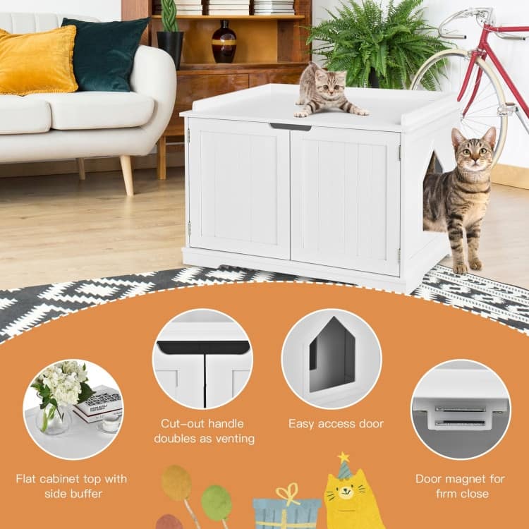 Multifunctional Cat House with Double Doors and Extra Countertop Space