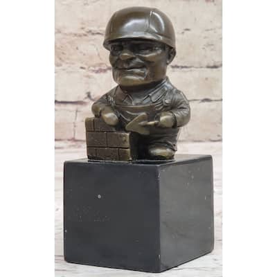 Construction Worker Bricklayer Builder Contractor Bronze Statue Gift Figurine Bookend 5.5 Inches 2.5 Inches