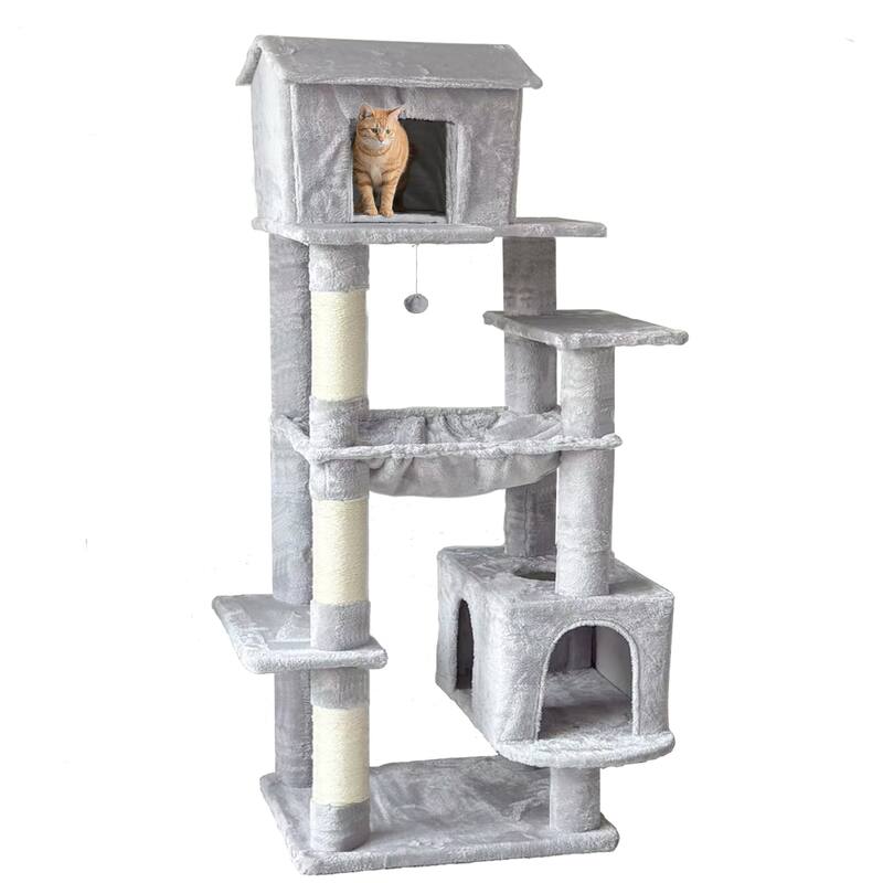 63 Inches Multi-Level Large Cat Tree Features 5 Levels