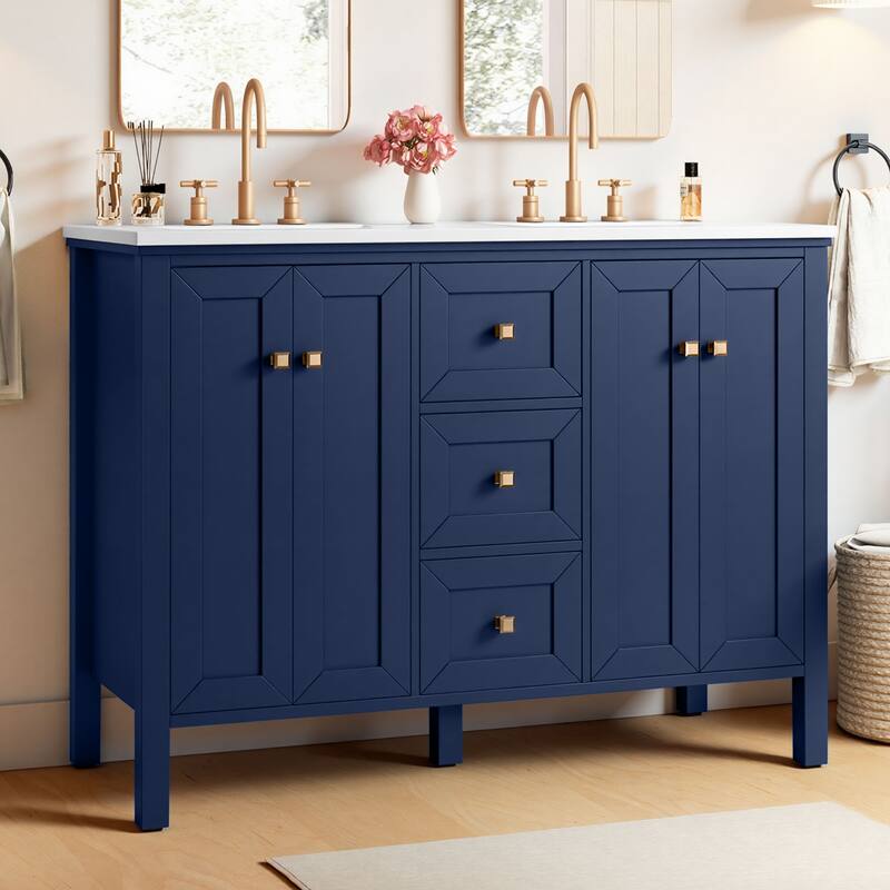 Moasis 47" Double Bathroom Vanity with Sink Set - Blue