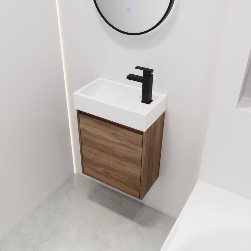 GDFStudio - Jasper Modern 18 Inch Floating Bathroom Vanity with Single Sink