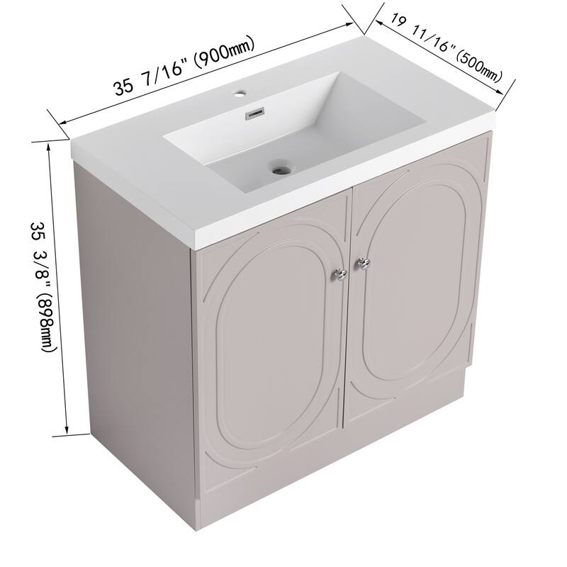 ARTCHIRLY 24/30/36 Inch Bathroom Vanity with Sink, Freestanding Bathroom Vanity with Soft Close Door and Adjustable Shelf