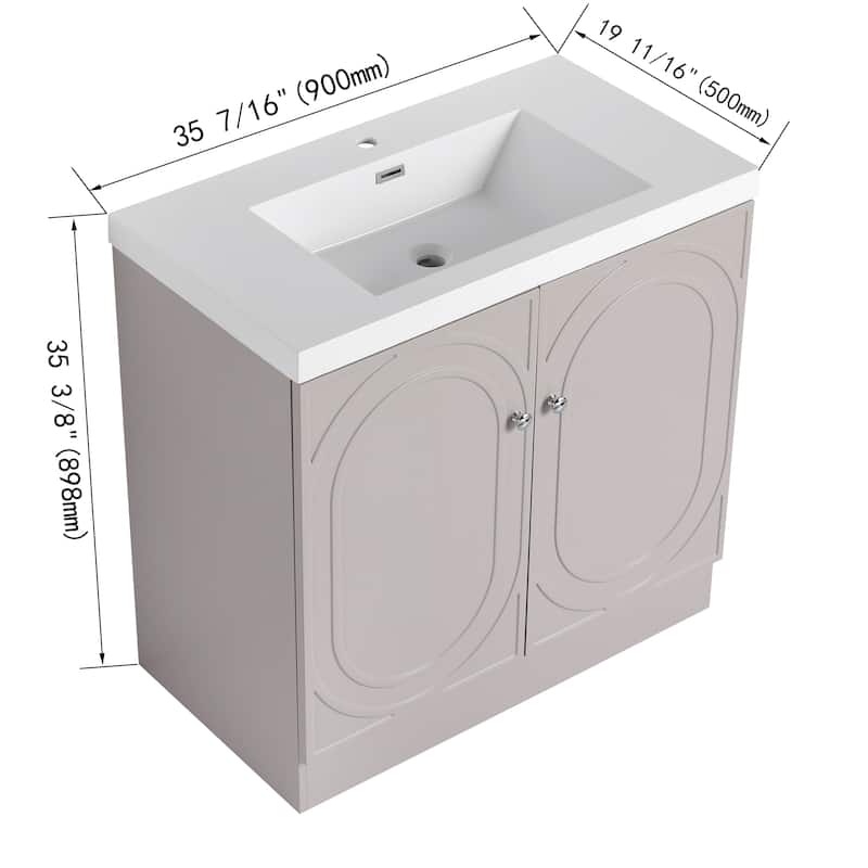 Bathroom Vanity With Sink In 24/30/36 Inch, Freestanding Bathroom Vanity With Soft Close Door and Adjustable Shelf