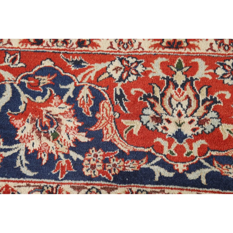 Hand Knotted Oriental 100% Wool Carpet Traditional Floral Beige & Ivories Isfahan Area Rug - 12' 0'' X 8' 7''