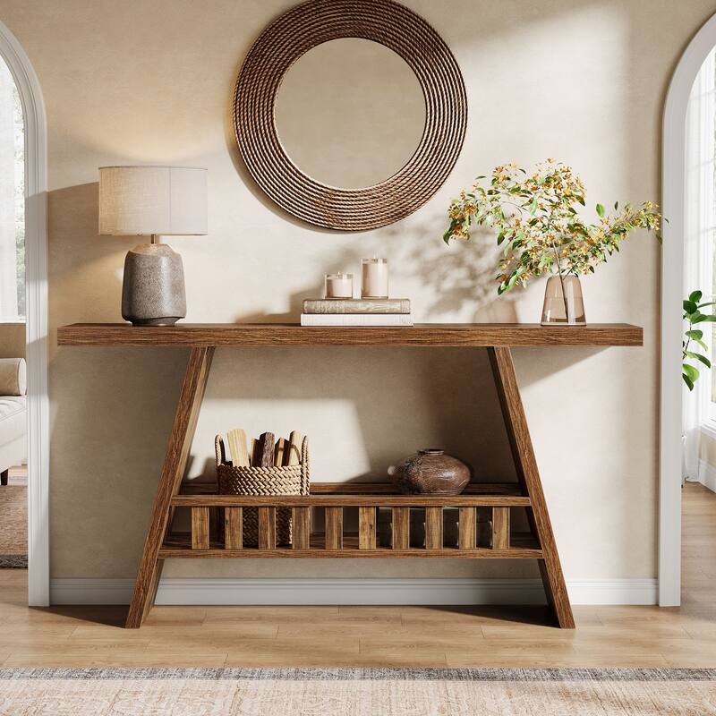 Farmhouse 2-tier Entryway Console Table for Living Room Hallway Foyer