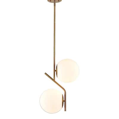 Mid-Century Pendant Lights 2-Light Gold Pendant Light Fixture - 24" x 62"