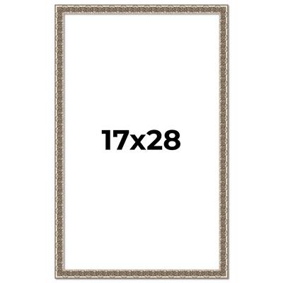 17x28 Frame Silver Versailles Ornate Solid Wood Picture Frame | 1 Inch