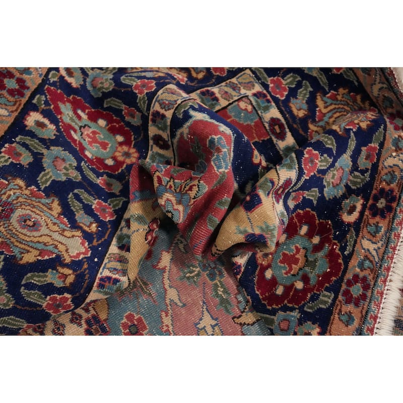 Hand Knotted Oriental 100% Wool Carpet Traditional Floral Multi-Colored Tabriz Area Rug - 5' 9'' X 4' 1''
