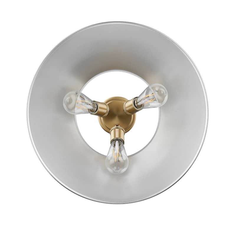 Yep by Golden Lighting Orwell 3-light Flush Mount in Brushed Champagne Brass and Pewter shade - Gold