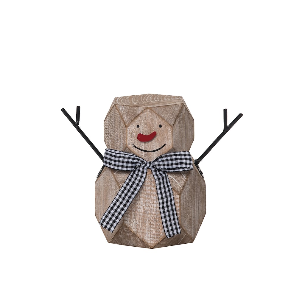 Transpac Wood 7 in. Off-White Christmas Carved Snowman