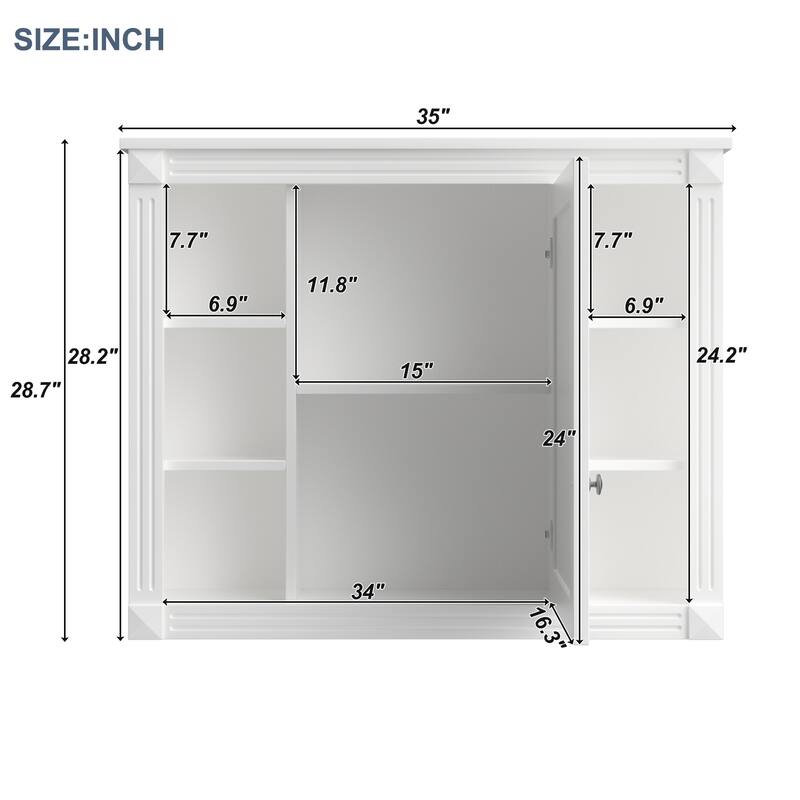 Roomfitters 36" Vanity with Sink and Mirror, Cabinet with 2 Doors and 2 Drawers, Royal Blue Modern Storage Set
