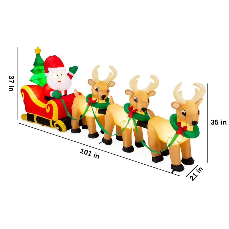 Lighted Inflatable Santa Claus & Reindeer Christmas Decoration 9ft