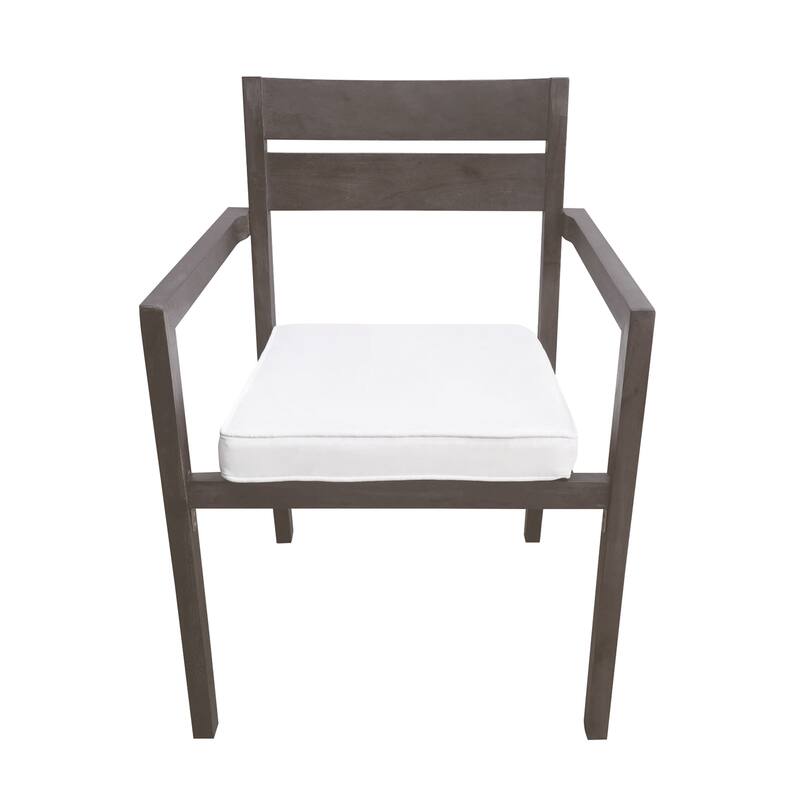 7-Piece Acacia Wood Outdoor Dining Set with Cushioned Chairs, Rectangular Patio Table for Backyard, Balcony or Garden Use
