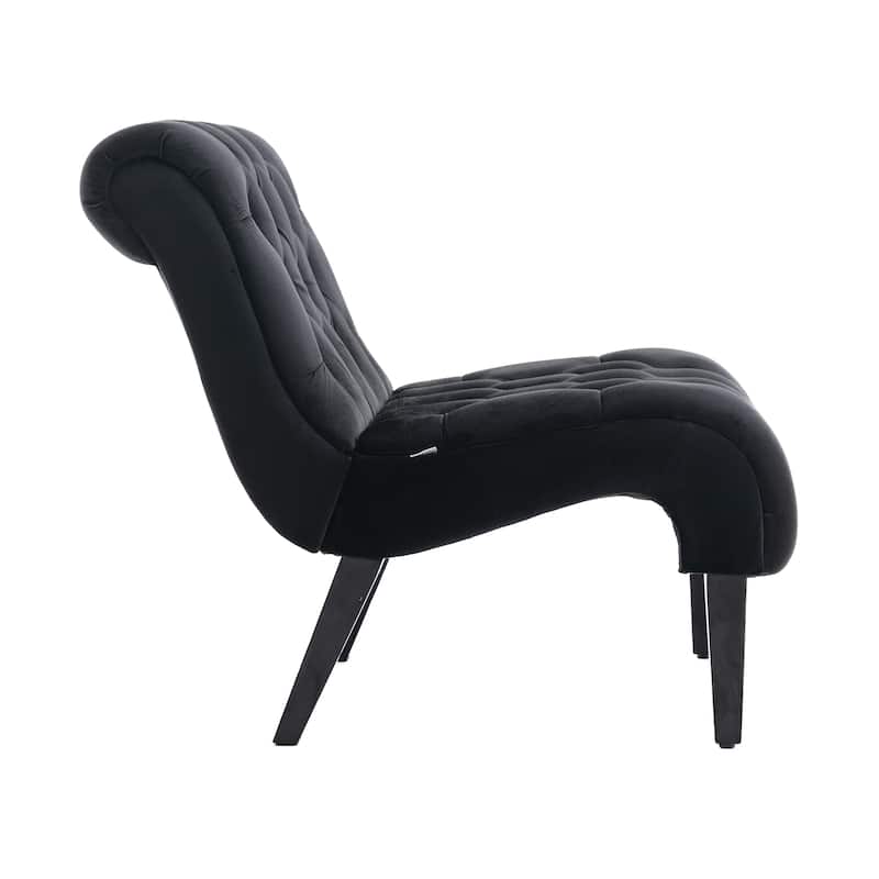 Velvet Upholstered Leisure Chair For Living Room With Wood Legs