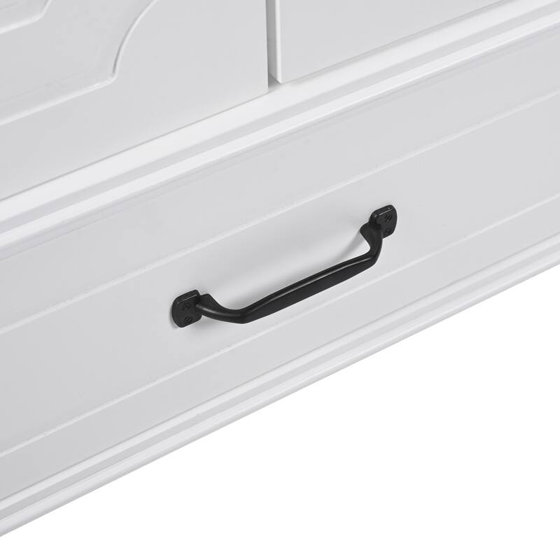 Bathroom Vanity with Ceramic Sink, Bathroom Cabinet with Door Shelf and Soft-Closing Doors, Vanity Set with Adjustable Shelf