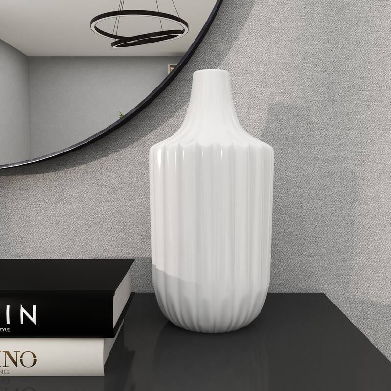 White Ceramic Fluted Decorative Vase