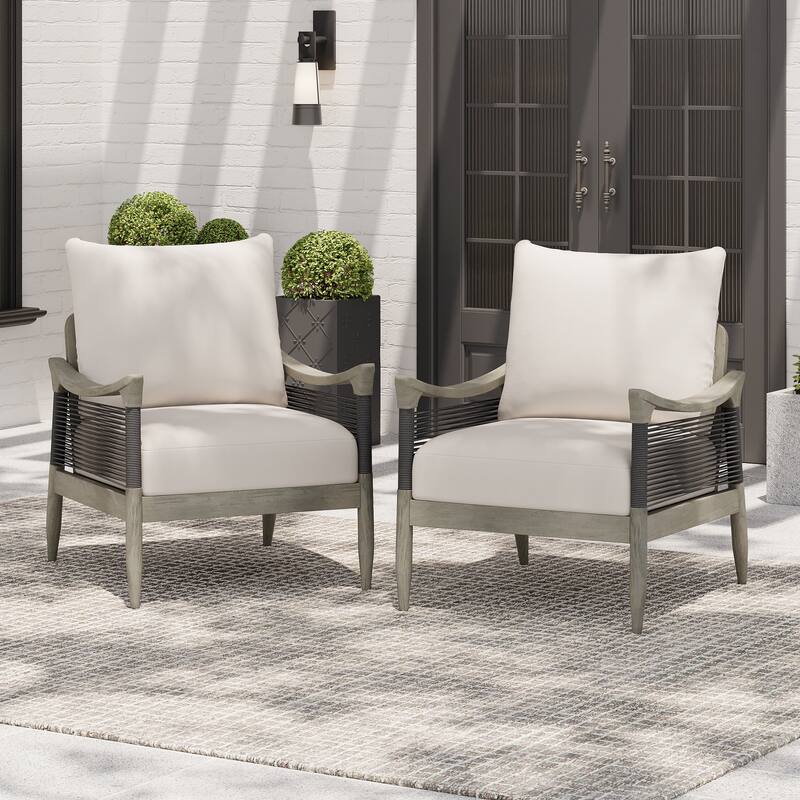 Christopher Knight Home - Riviera Acacia Wood Patio Club Chair with Woven Rope Accents