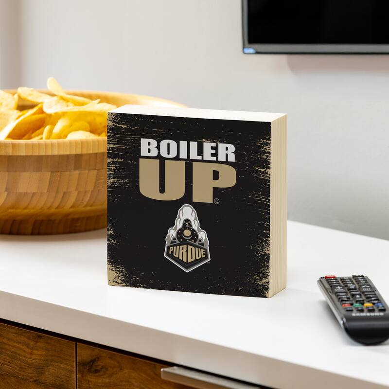 Purdue University Wooden Tabletop Mantel Shelf Sign - 6" x 6"