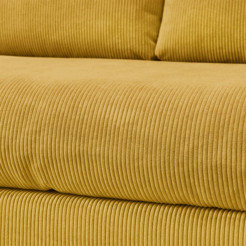 L Shaped Sofa Convertible Pull-out Sleeper Sofa Bed, Living Room Sectional Daybed with Storage Chaise, Corduroy Recliner