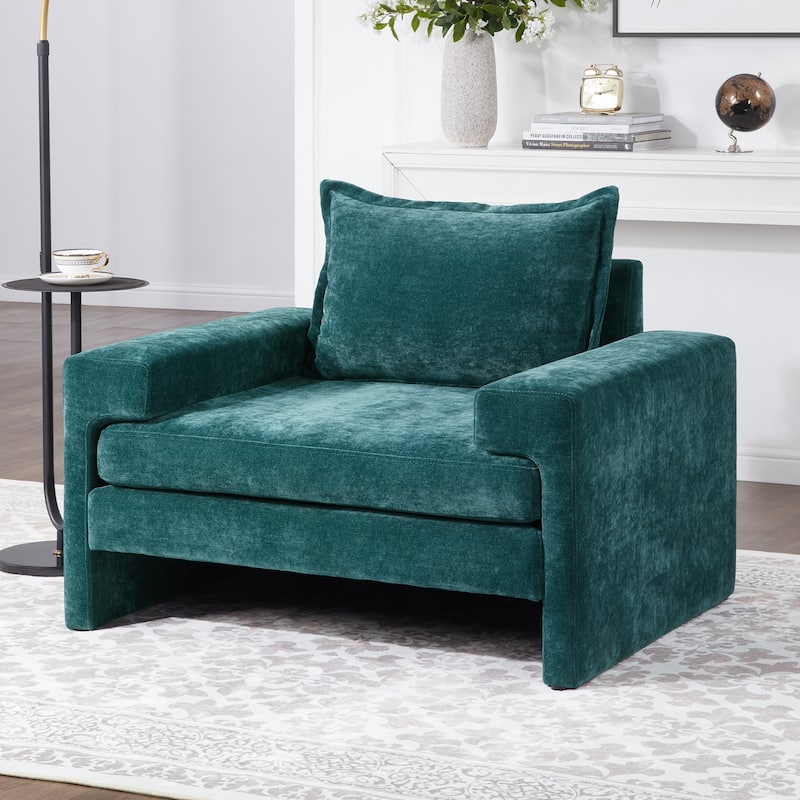 Christopher Knight Home - Wynter Oversized Chenille Upholstered Armchair with Wide Armrests and Thick Cushion