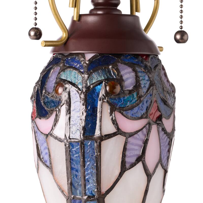 Winslow River of Goods Victorian Double Lit Stained Glass Dome Shade 24.5-Inch Table Lamp - 17.25" x 17.25" x 24.5"