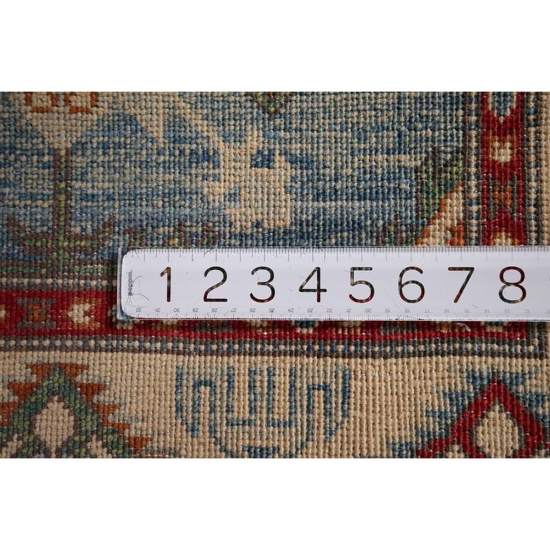 Light Blue Kazak Accent Rug Handmade Oriental Wool Carpet - 2'7" x 4'0"