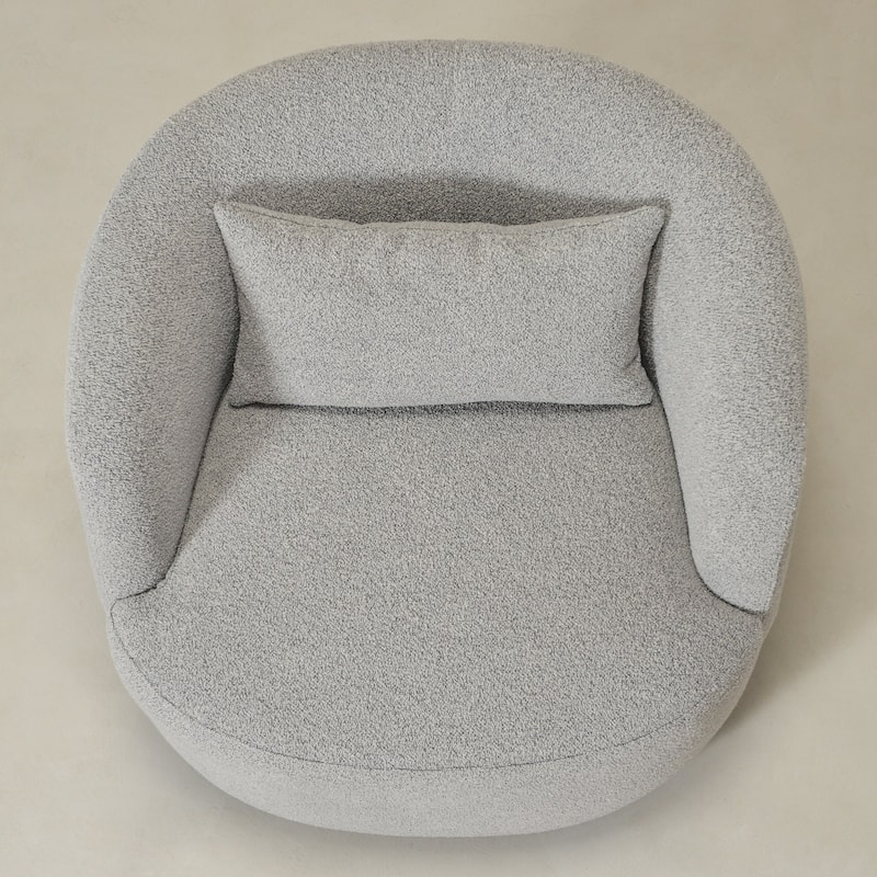 KINWELL 34" Sherpa Swivel Accent Chair Boucle Upholstered Armchair