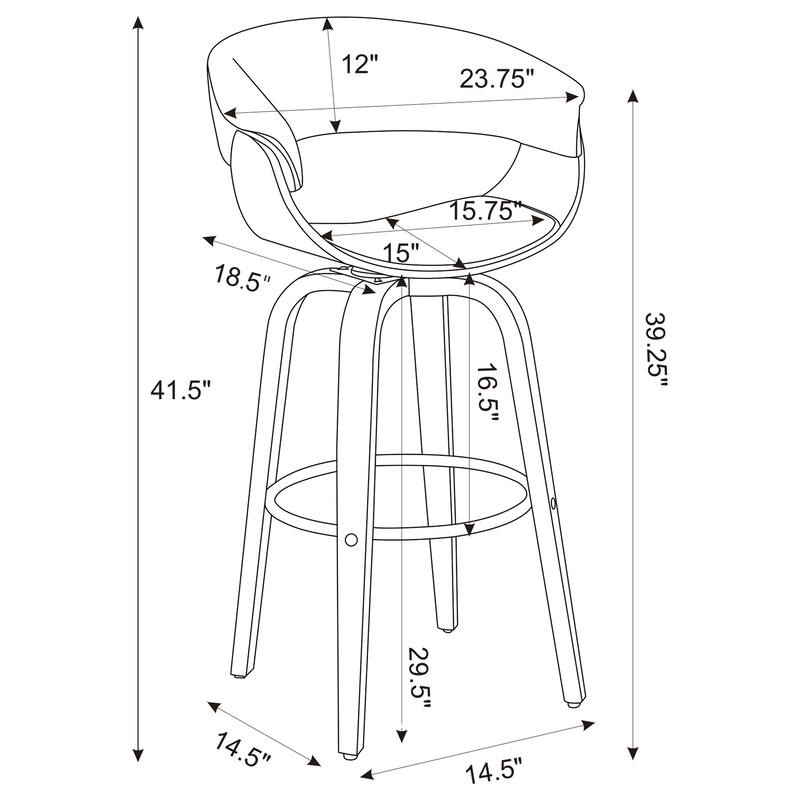 Zion Upholstered Swivel Bar Stool Walnut