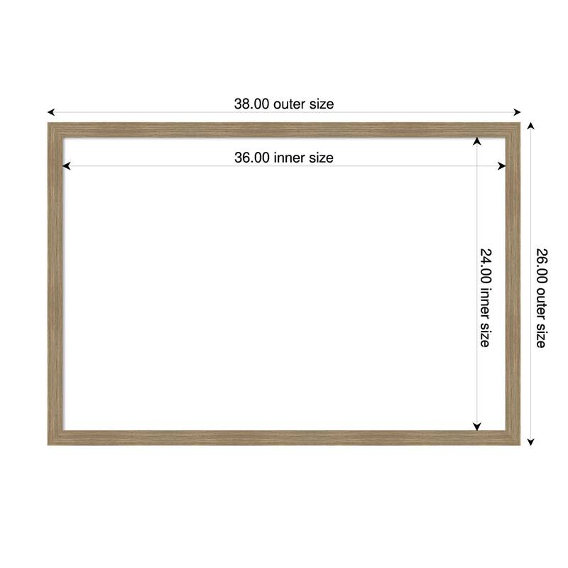 Amanti Art Woodgrain Stripe Blonde Framed Dry Erase Magnetic Board - 38 x 26 in - Woodgrain Stripe Mocha